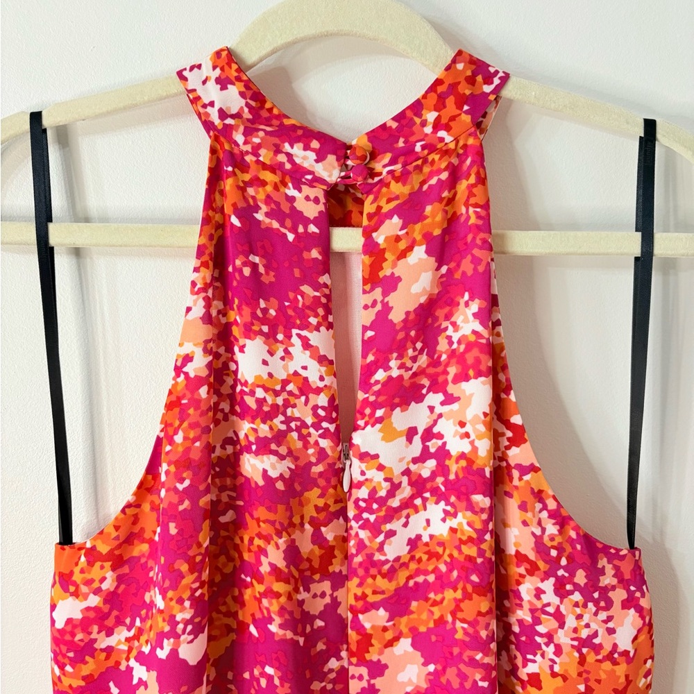 SHELLI SEGAL Halter Dress Chic Wedding Guest Dress Summer Cocktail Vacation Sz 8 - Picture 6 of 7